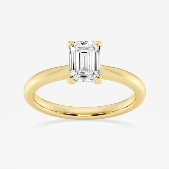 1 ctw Emerald Lab Grown Diamond Petite Solitaire Engagement Ring - Picture 3 of 6